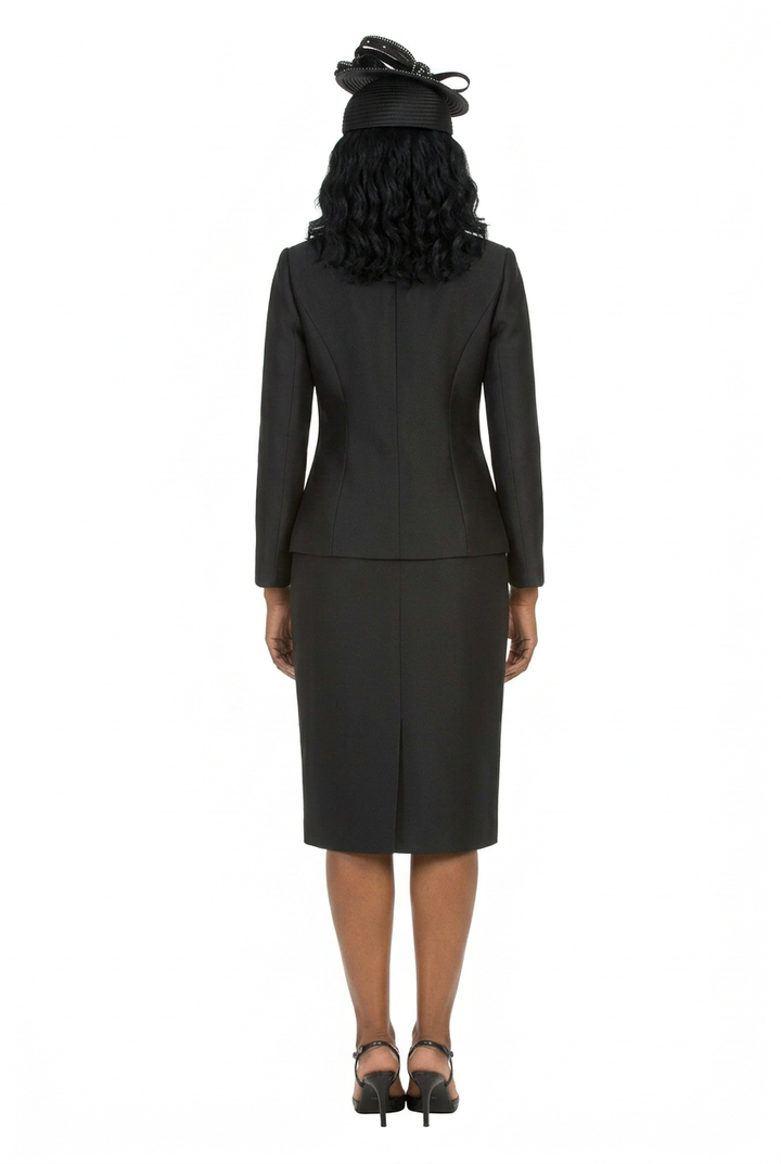2pc Silky Twill Two-Tone Skt Suit w/ Rhinestones