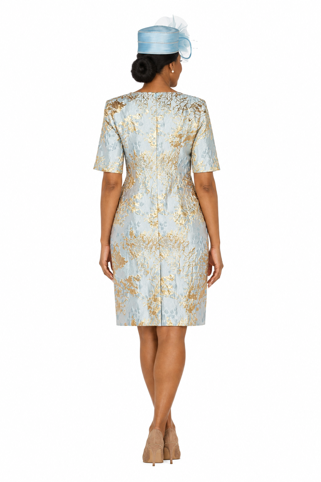 Short Slv Brocade Sheath Dress - Plus