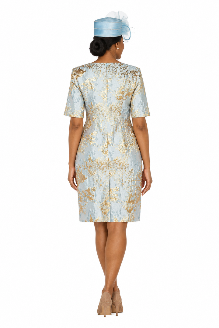 Short Slv Brocade Sheath Dress - Plus