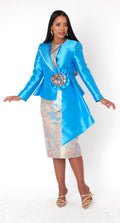Brocade Dress with Peplum Jacket Set - 41095