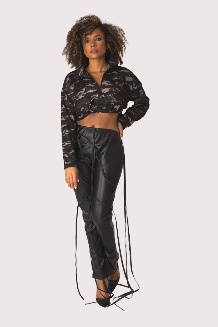 Camo Mesh Cropped Jacket- 81929