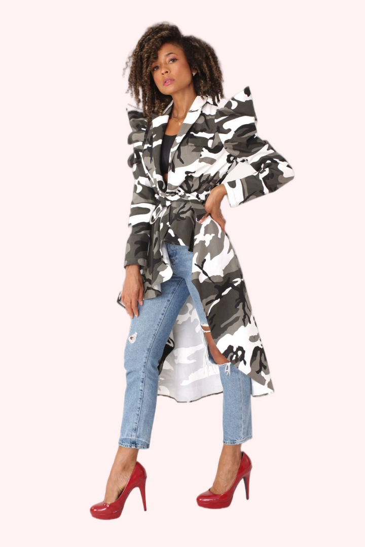 Camo Print Longline Jacket -81896
