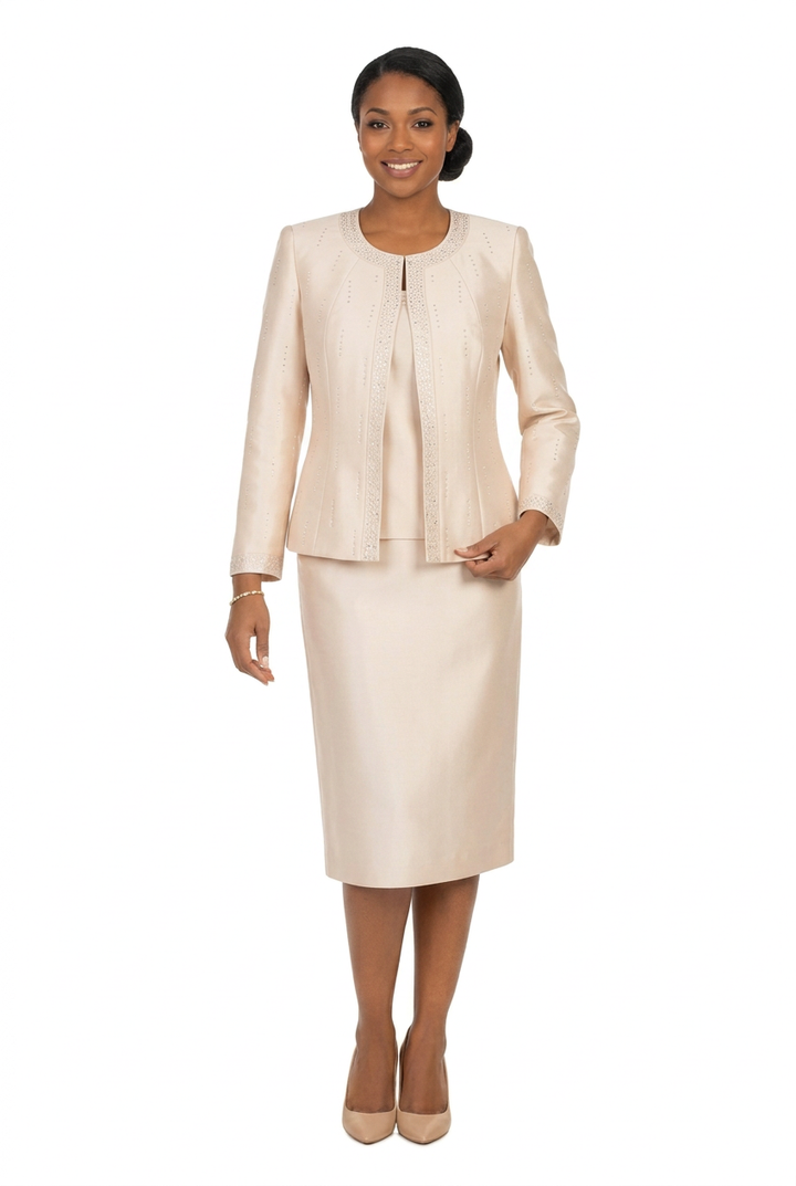 3pc Silky Twill Skt Suit w/ Meteoric Stones