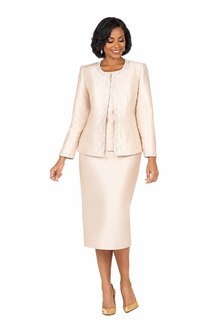 3pc Silky Twill Skt Suit w/ Meteoric Stones-Plus