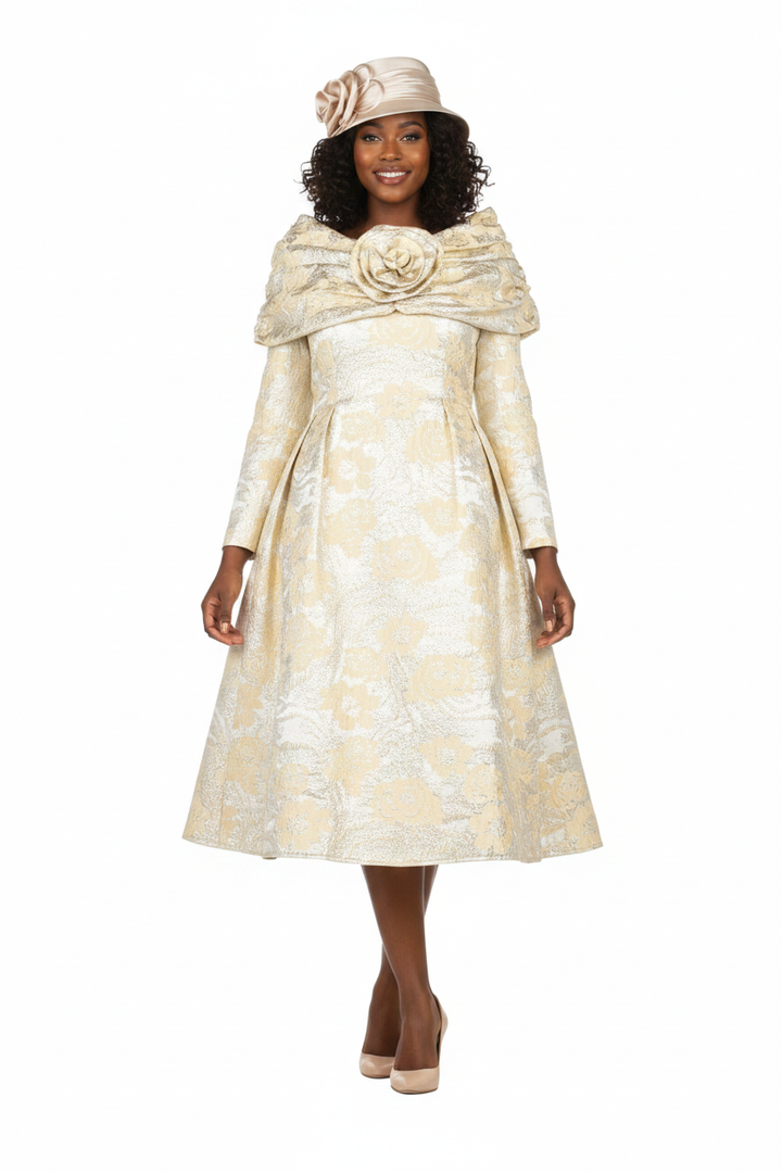 Champagne front cape hat
