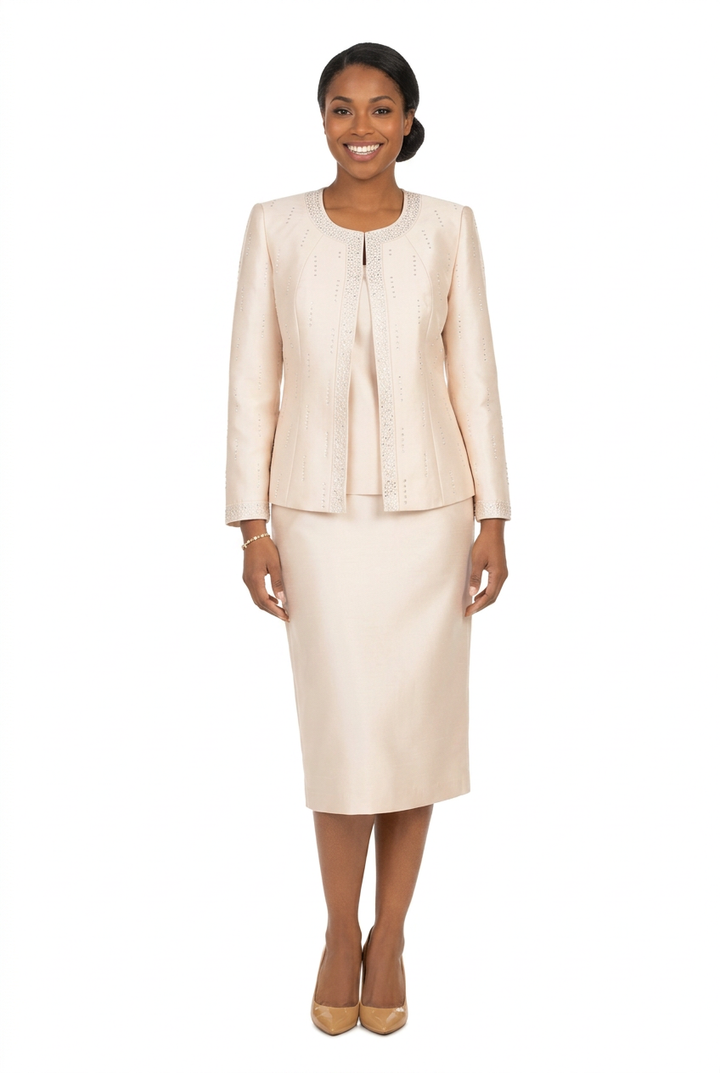 3pc Silky Twill Skt Suit w/ Meteoric Stones
