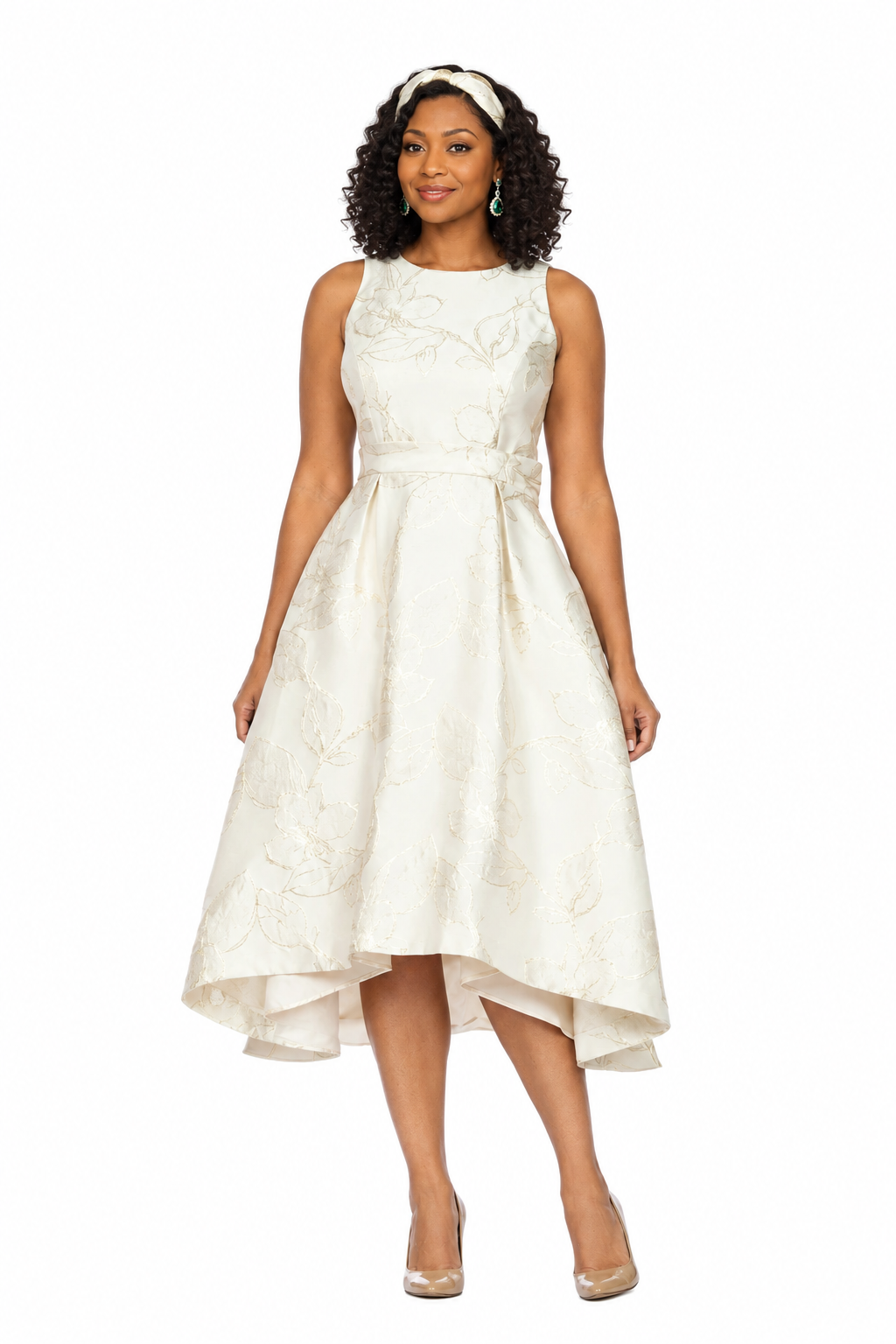 Sleeveless Full Flare Hi-Lo Drs w/ Styling Belt