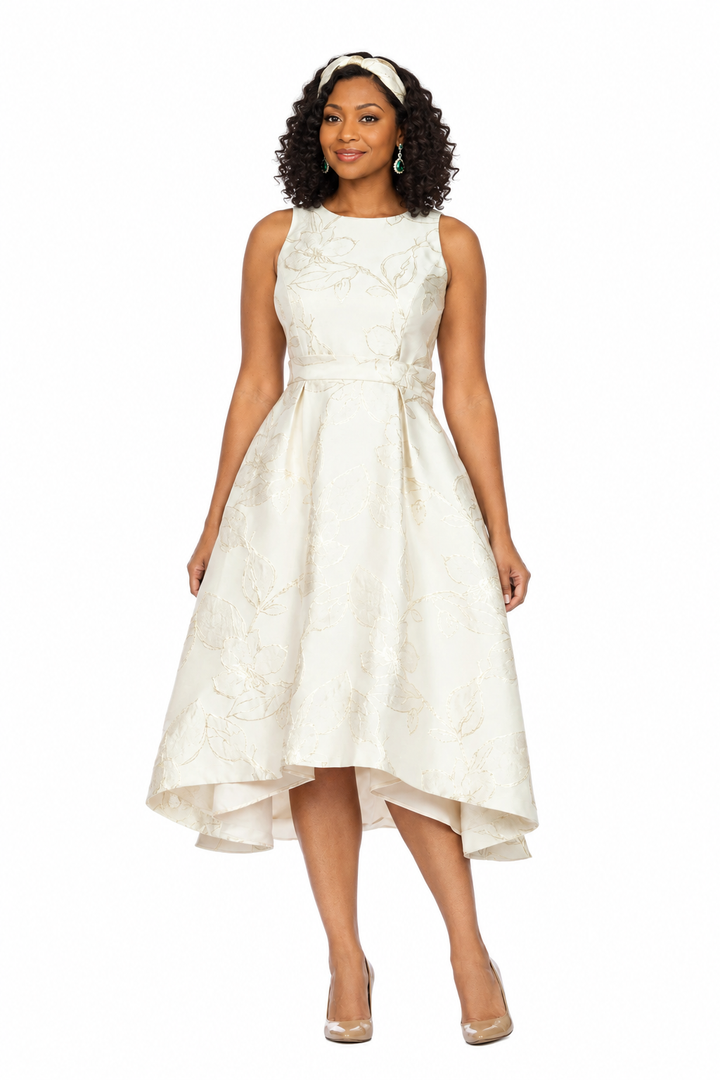 Sleeveless Full Flare Hi-Lo Drs w/ Styling Belt