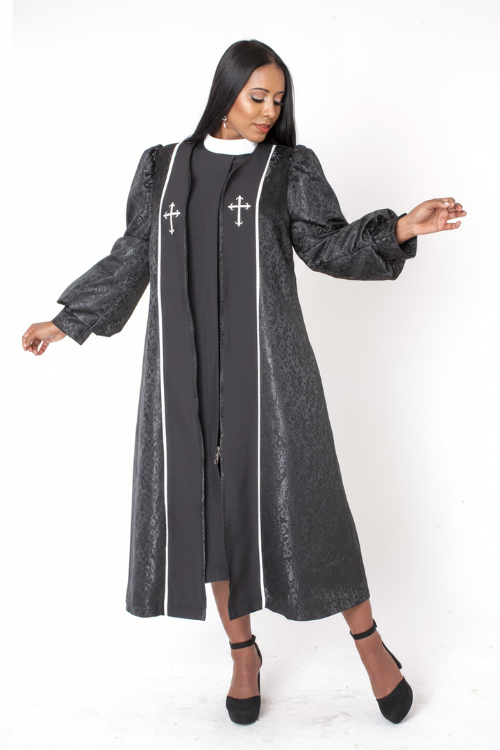 Charcoal Clergy Robe Front