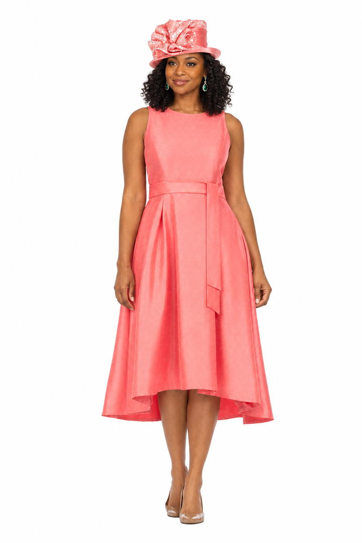 Sleeveless Full Flare Hi-Lo Drs w/ Styling Belt