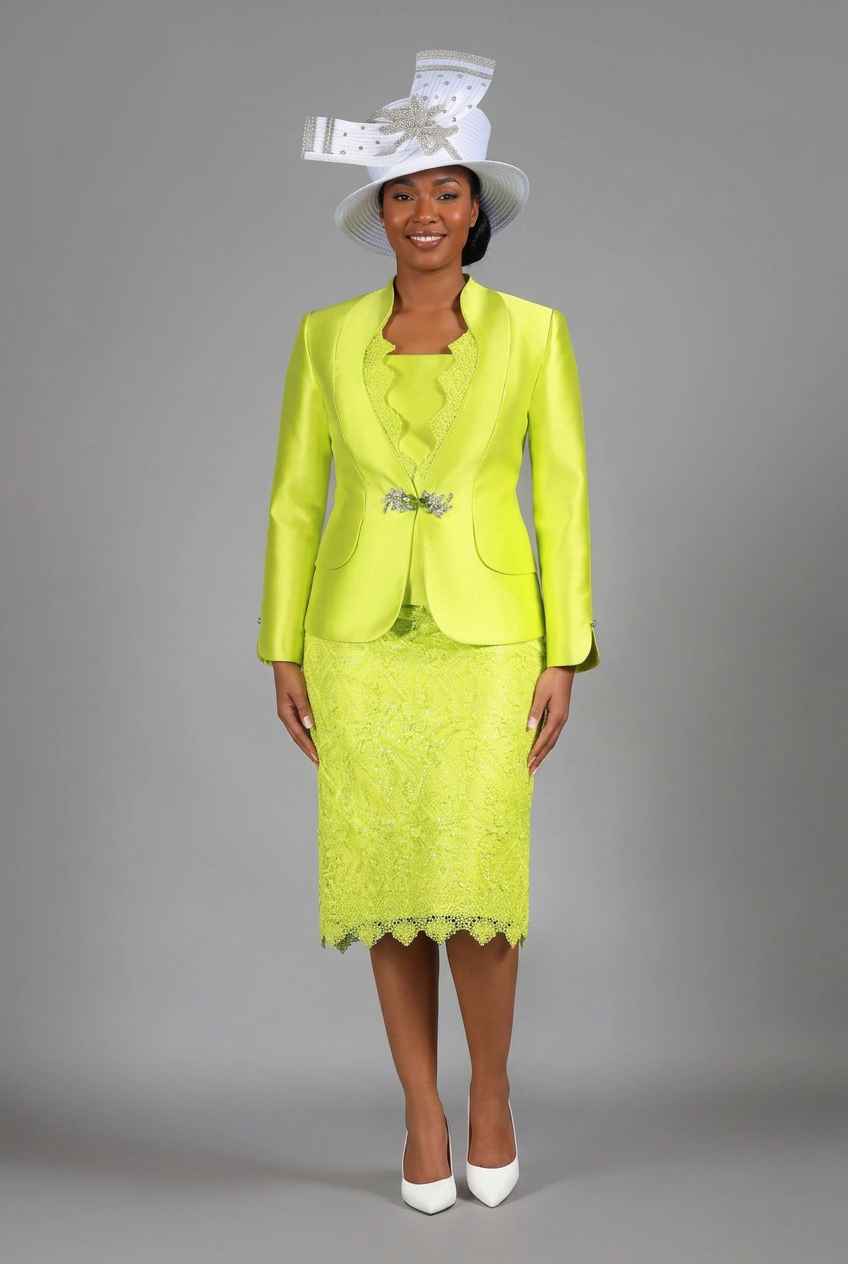 3pc Silky Twill&Lux Lace Combo Skt Suit