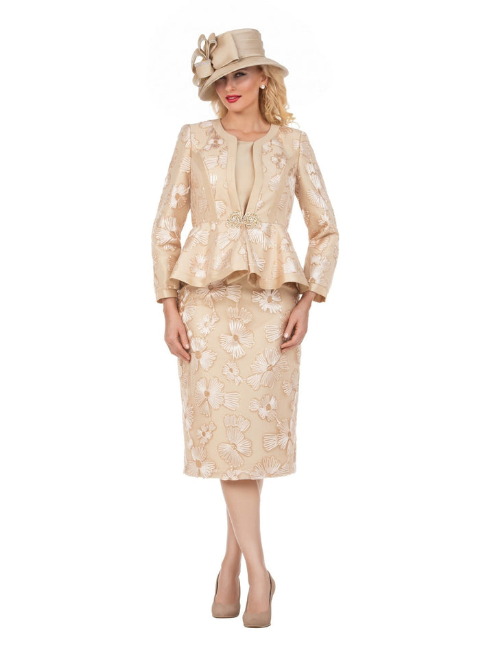 Couture Floral Embroidered 3-Piece Skirt Suit - Krown Elle