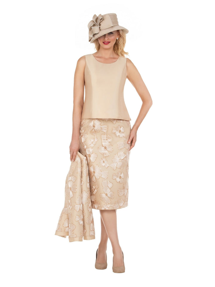 Couture Floral Embroidered 3-Piece Skirt Suit - Krown Elle