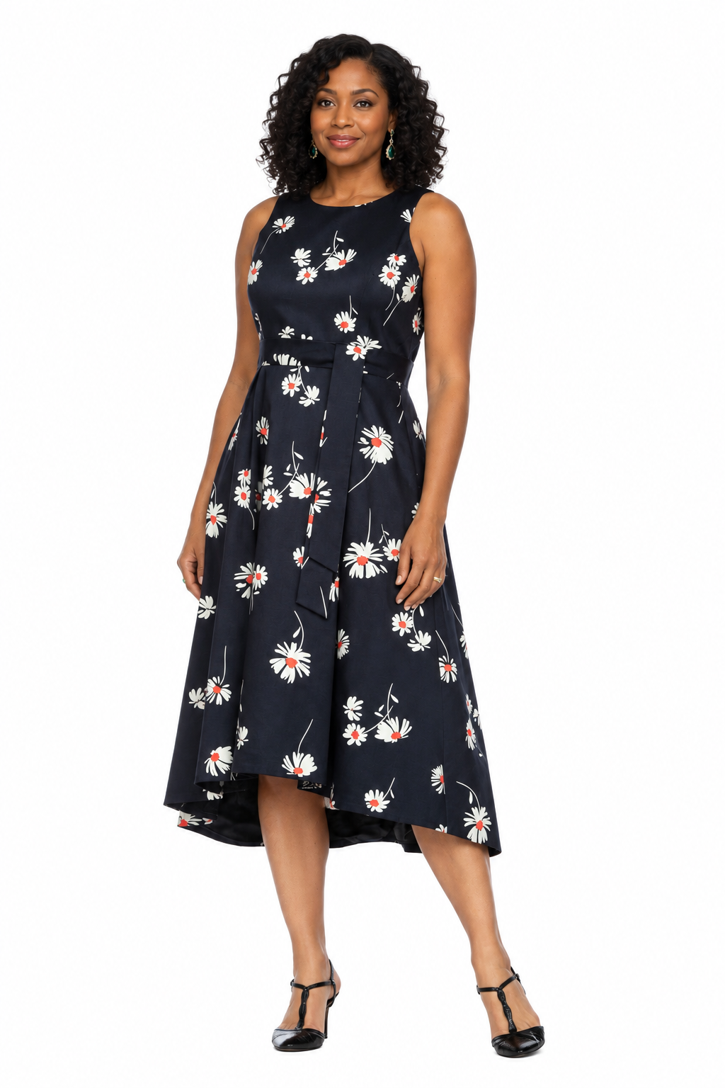 Sleeveless Full Flare Hi-Lo Drs w/ Styling Belt
