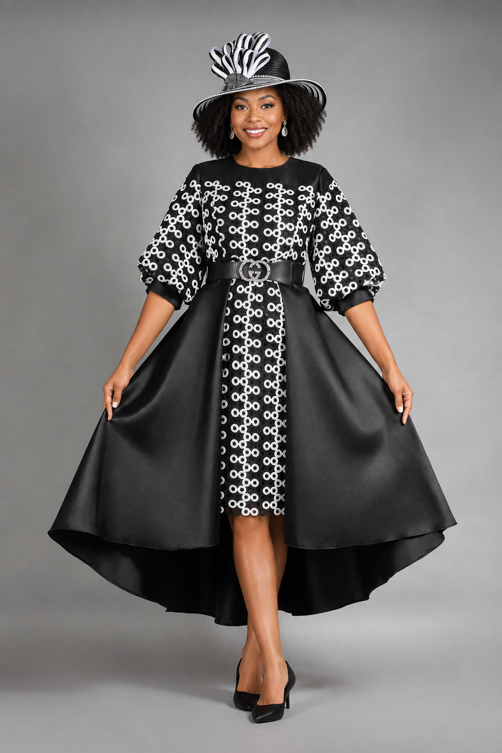 Two-tone Crochet in Circles A-line Drs w/ Belt