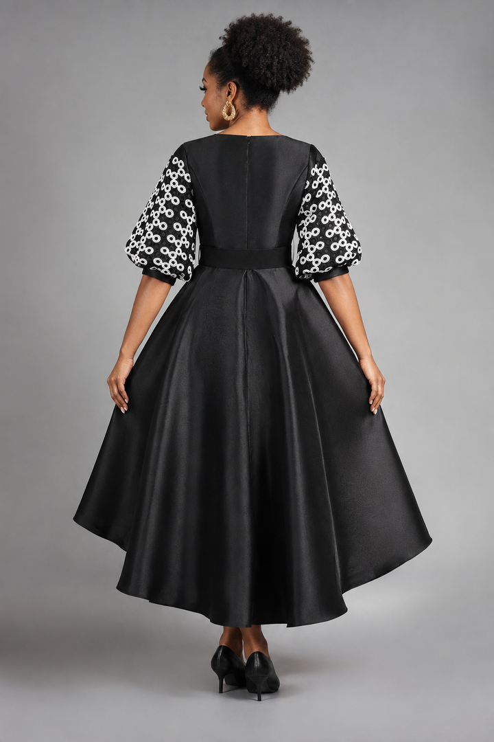 Two-tone Crochet in Circles A-line Drs w/ Belt
