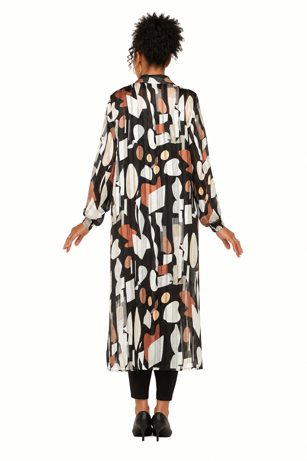 Chiffon Shirt Dress in Abstract Print