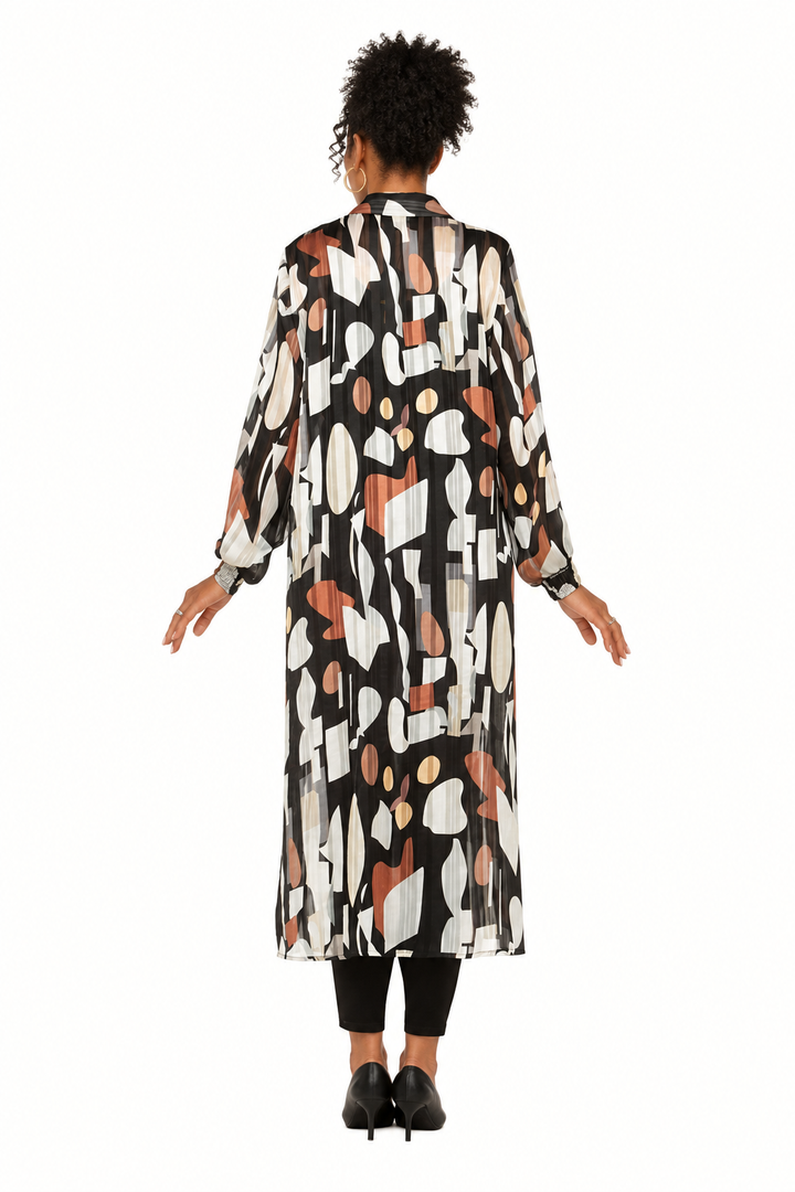 Chiffon Shirt Dress in Abstract Print