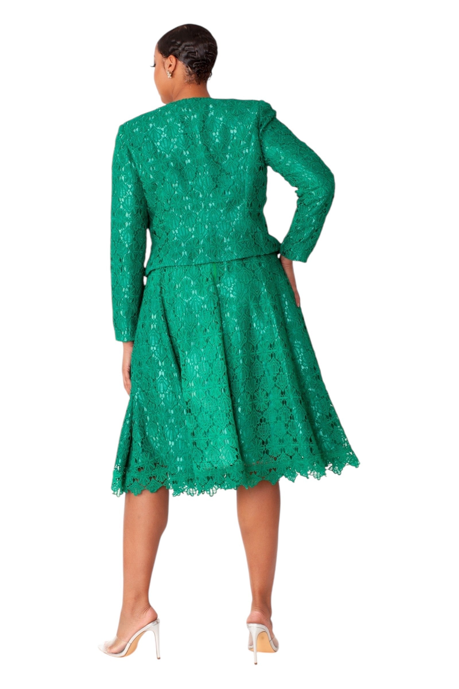 Elegant Two-Piece Lace Dress & Jacket Set- 4856