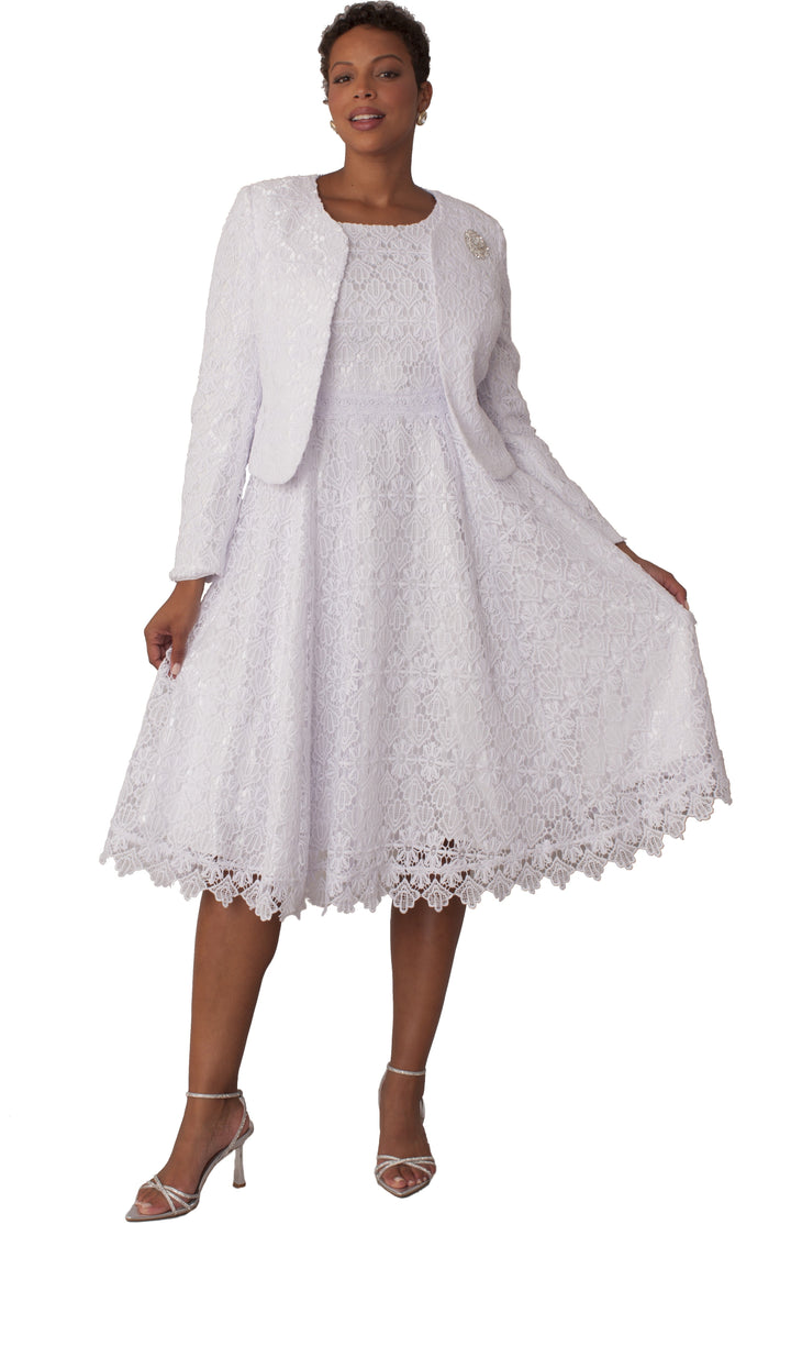 Elegant Two-Piece Lace Dress & Jacket Set- 4856