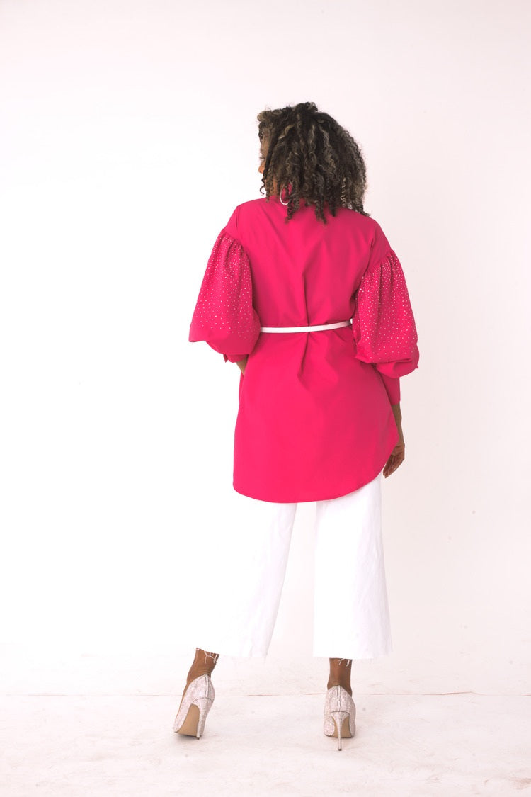Embellished Long Sleeve Shirt -82214