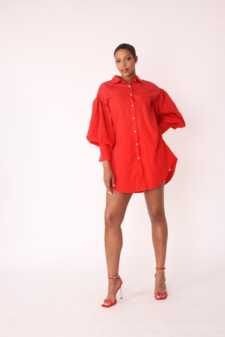 Embellished Long Sleeve Shirt -82214