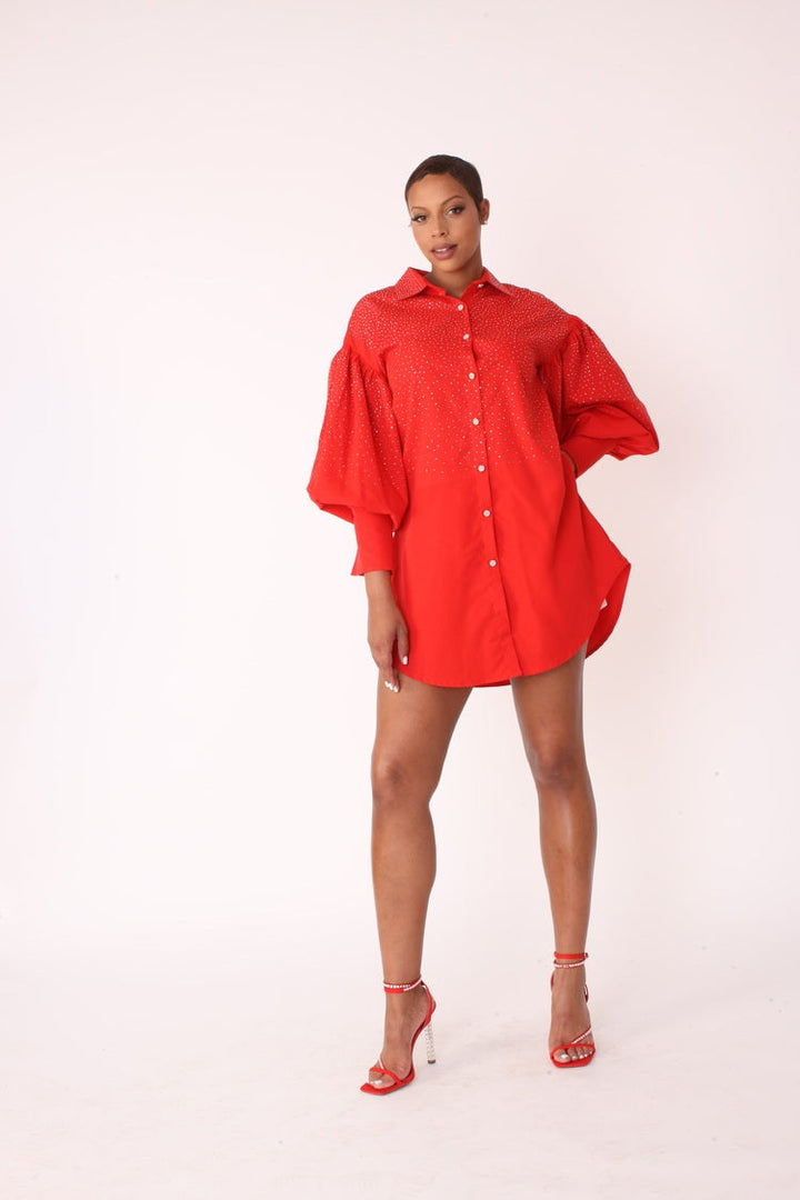 Embellished Long Sleeve Shirt -82214
