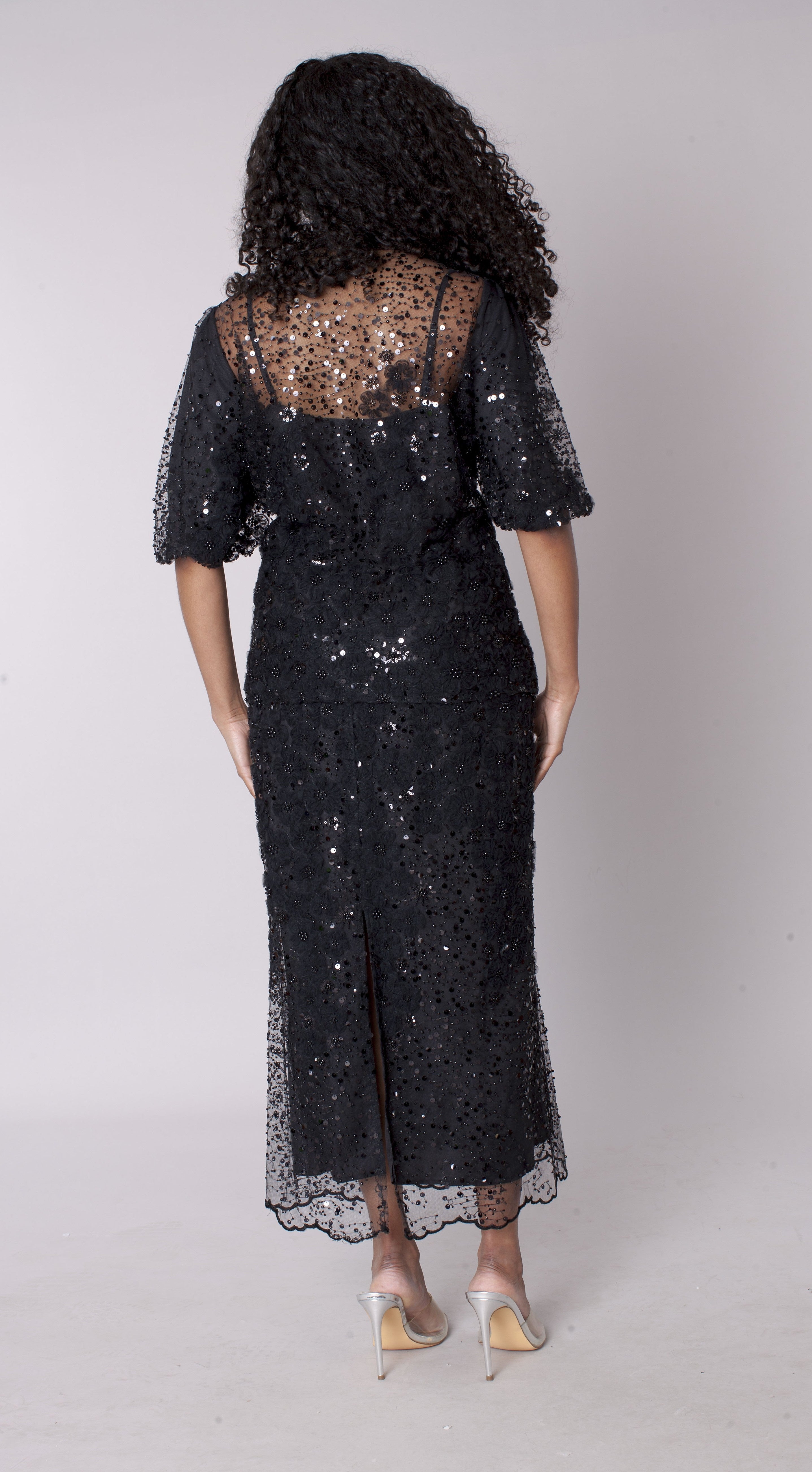 Embroidered Sequin Organza Skirt Set - 82904