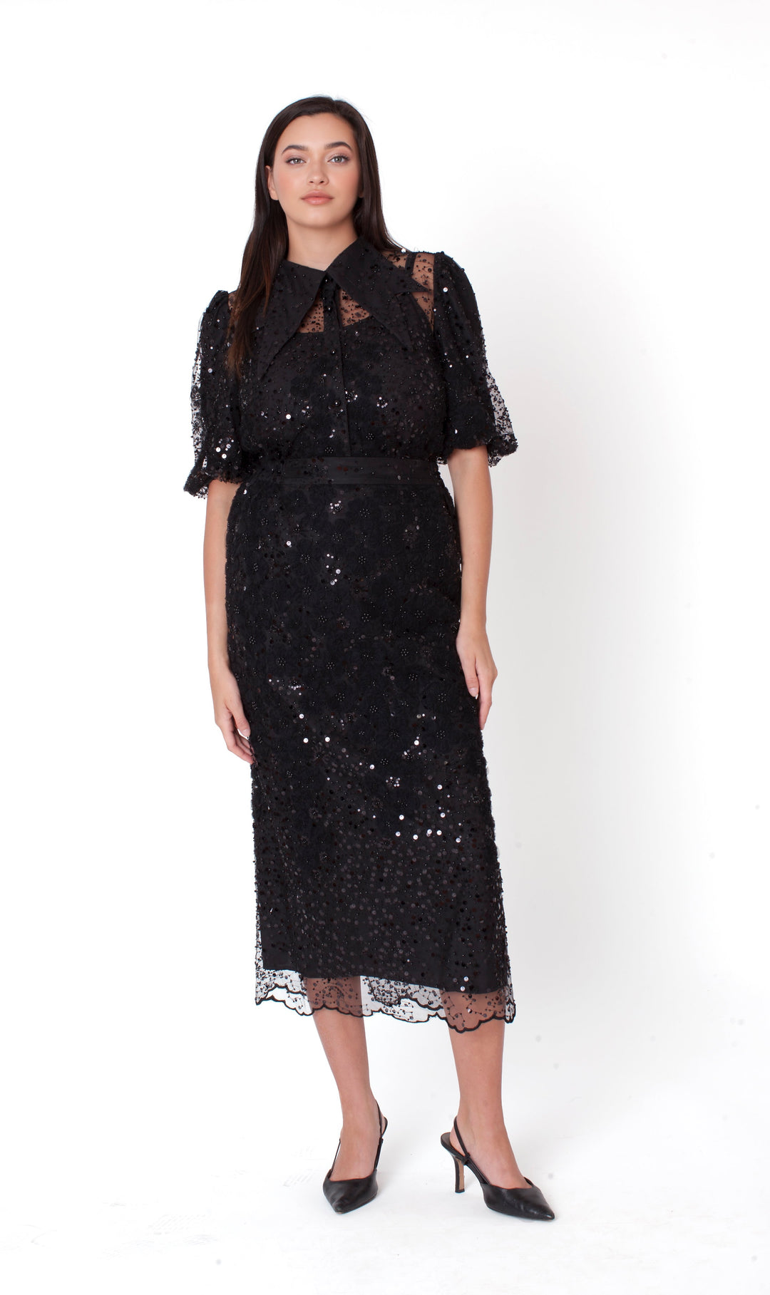 Embroidered Sequin Organza Skirt Set - 82904