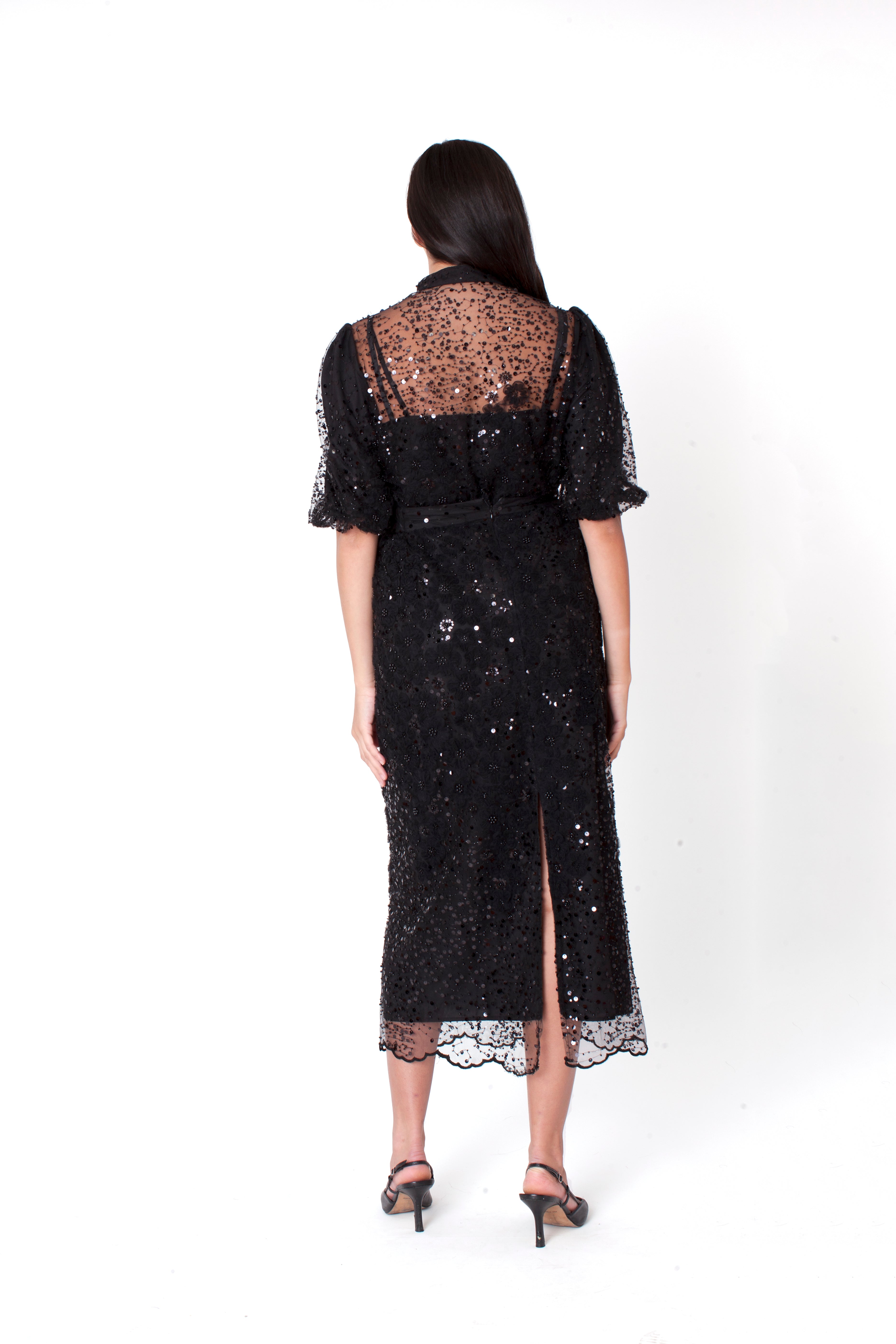 Embroidered Sequin Organza Skirt Set - 82904