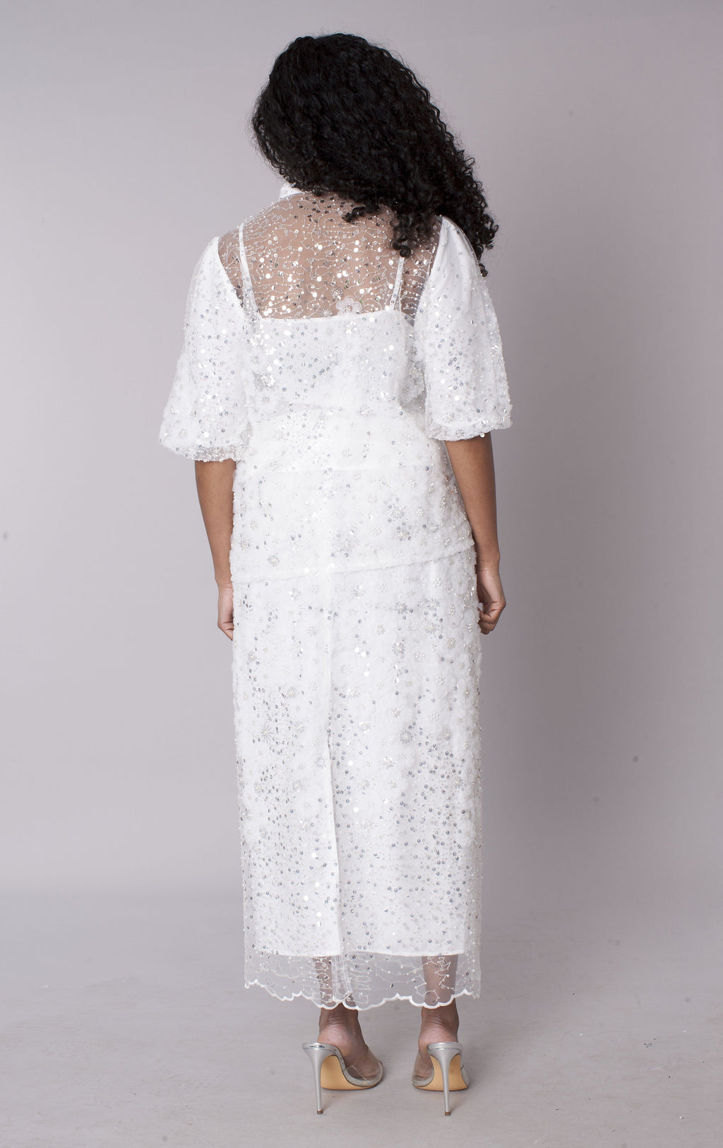Embroidered Sequin Organza Skirt Set - 82904