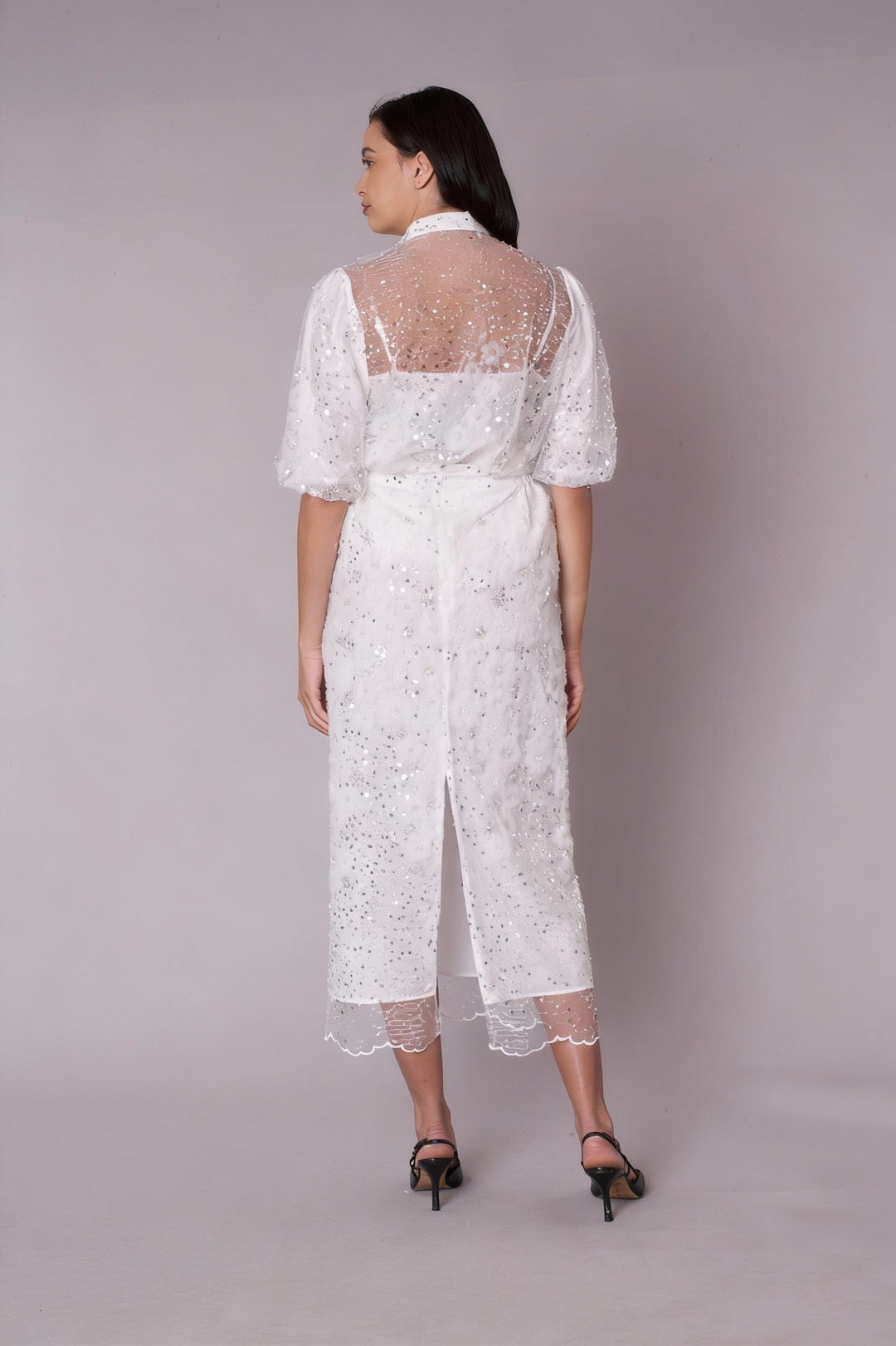 Embroidered Sequin Organza Skirt Set - 82904