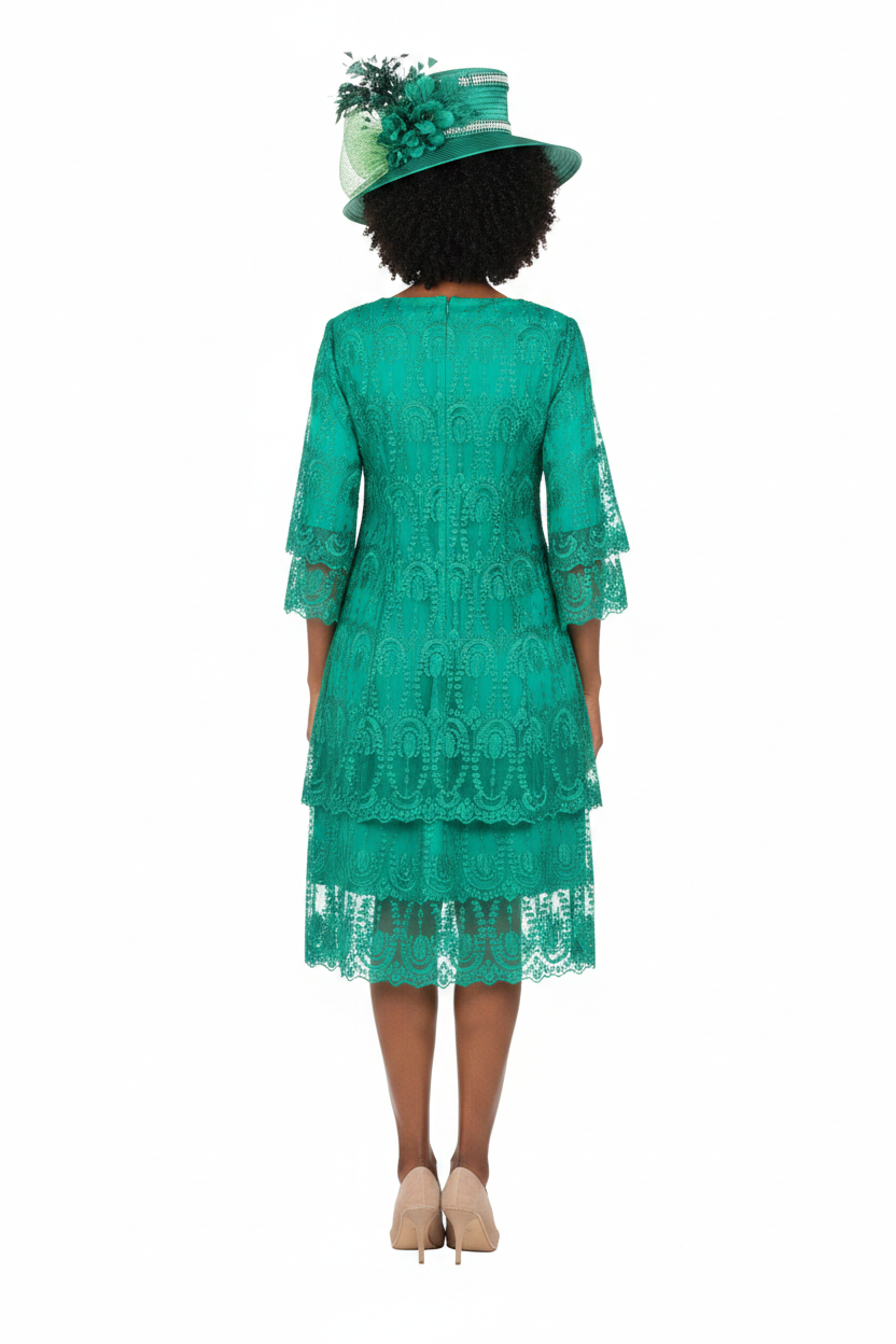 Elegant A-Line Tiered Lace Dress-Plus