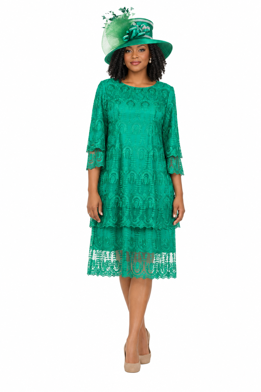 Elegant A-Line Tiered Lace Dress