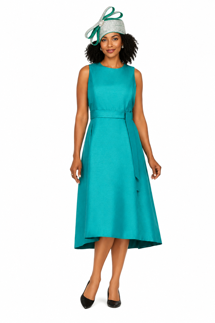 Sleeveless Full Flare Hi-Lo Drs w/ Belt - Plus