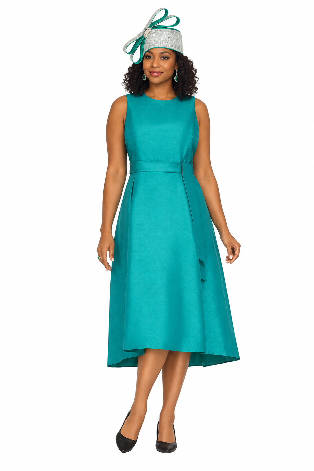 Sleeveless Full Flare Hi-Lo Drs w/ Styling Belt