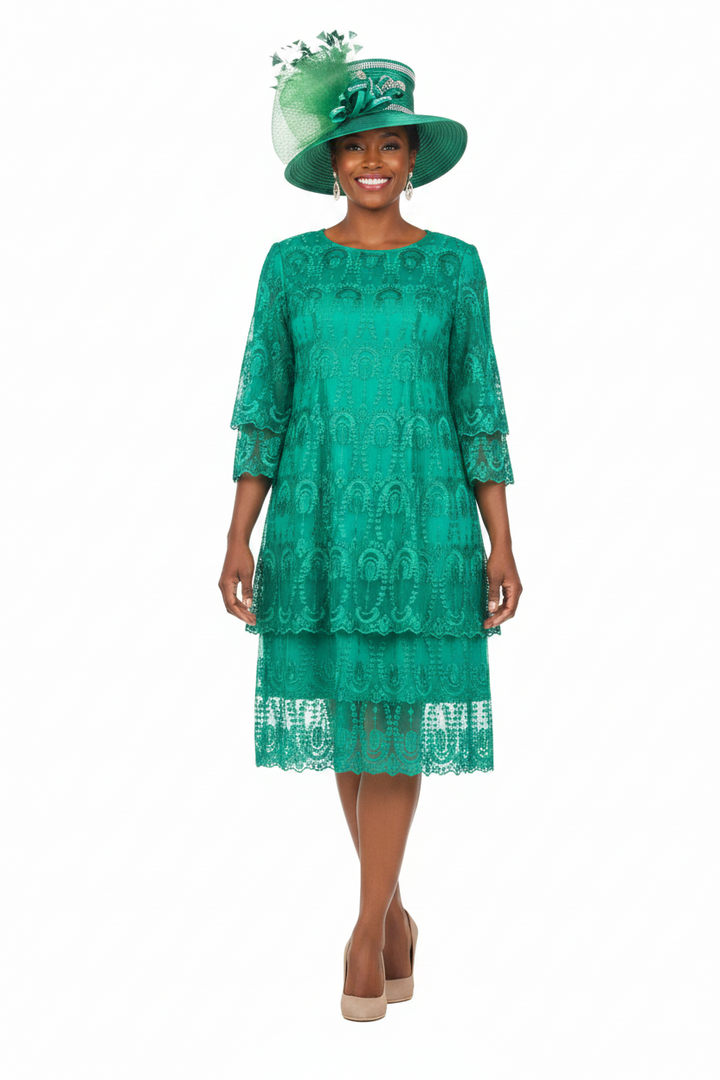 Elegant A-Line Tiered Lace Dress-Plus