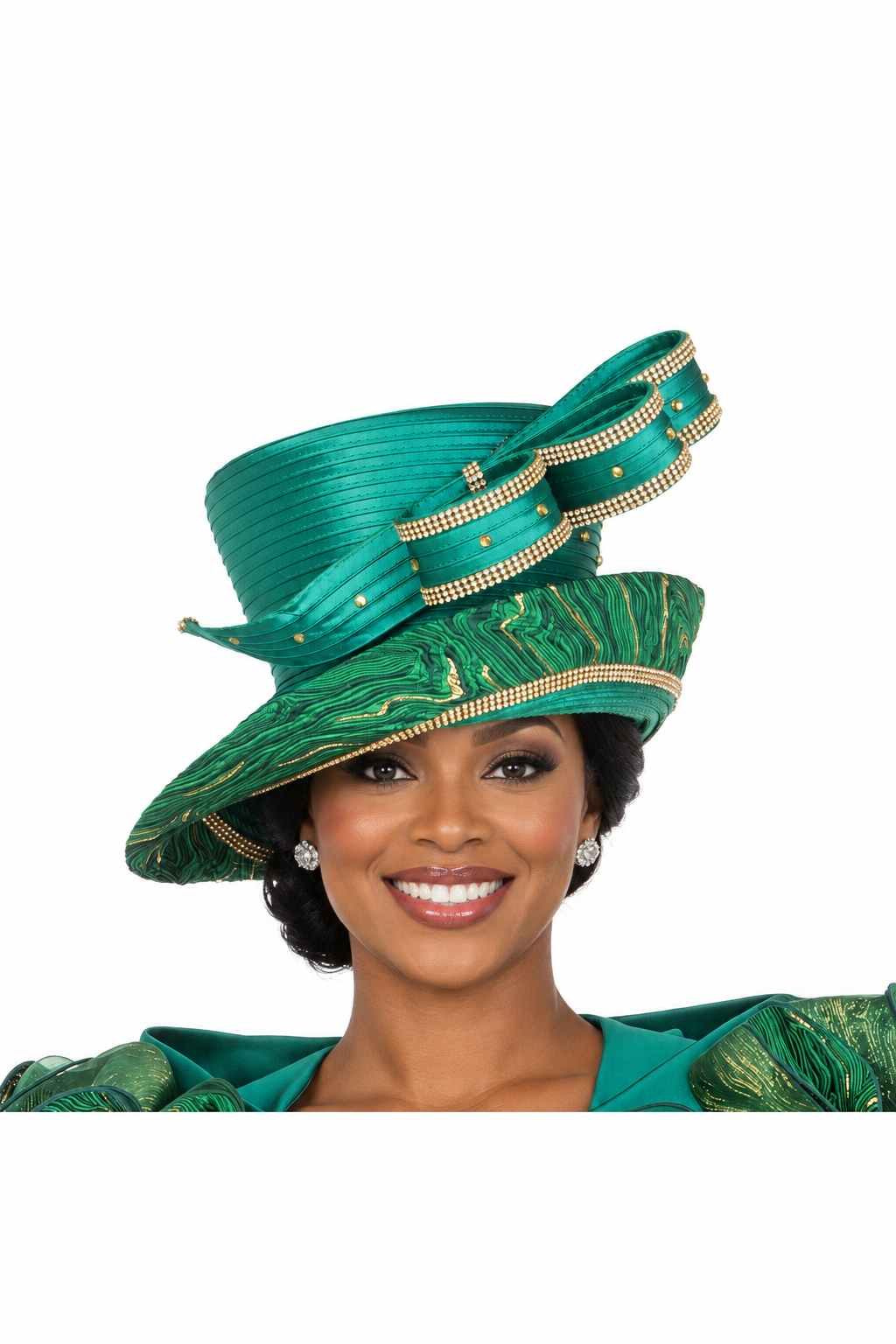 Wide Brim Hat with Rhinestone-trimmed Bow Detail