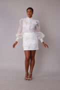 Floral Embroidered Skirt White Cocktail Skirt - 82683