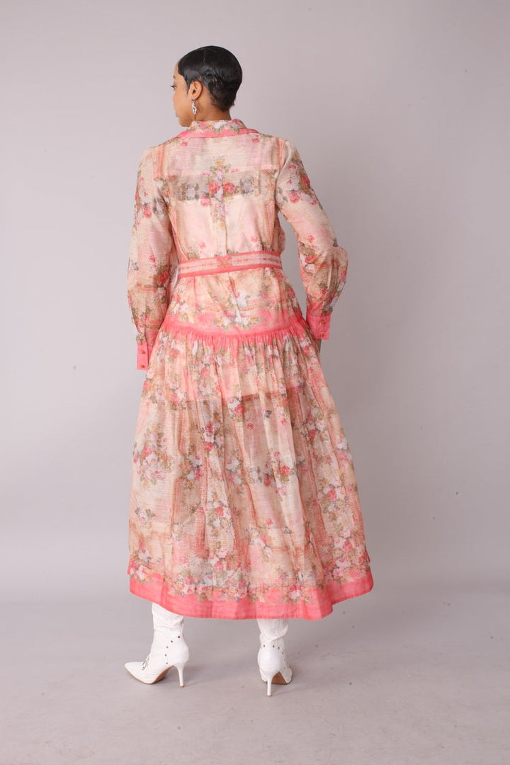Floral Print Shirt Dress - 82507