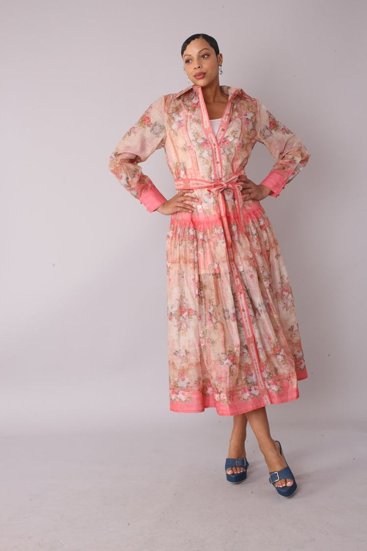 Floral Print Shirt Dress - 82507