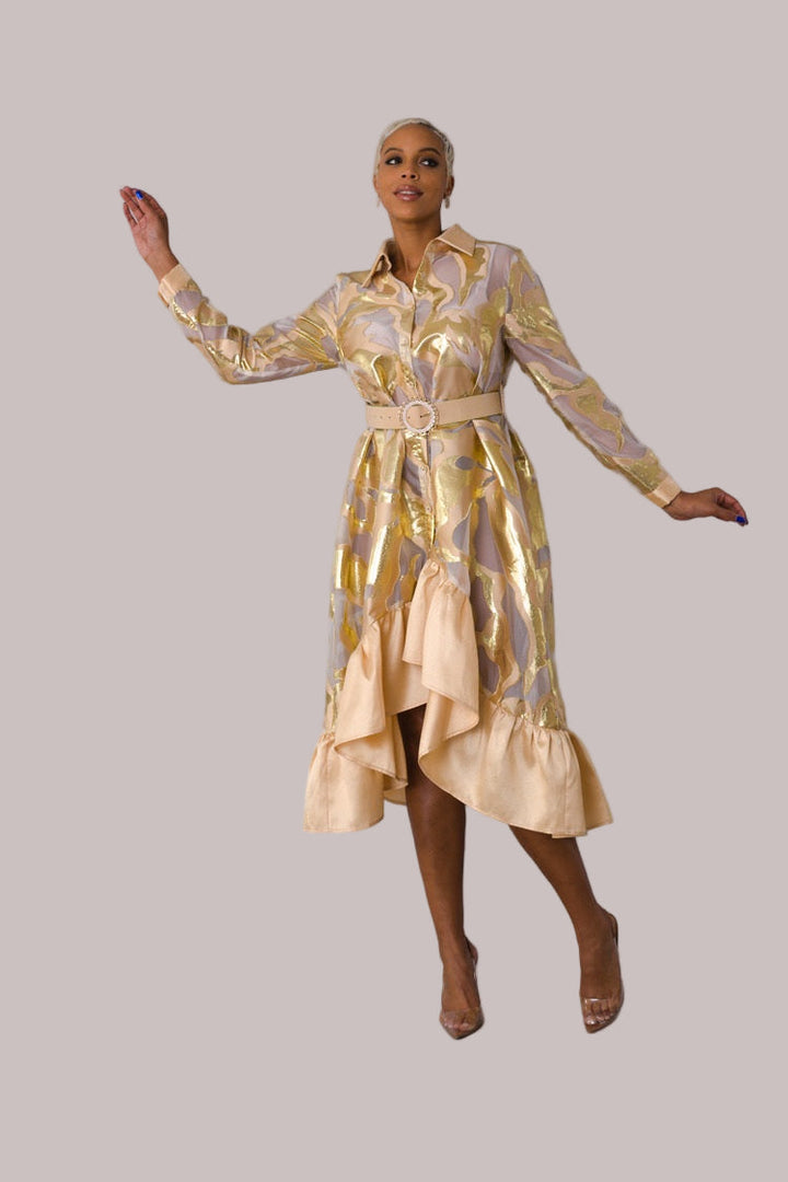 Gold Metallic Organza Dress -82210