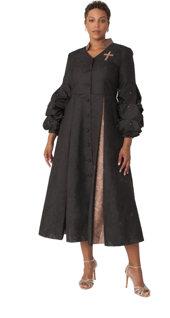 Formal Dress Robe with Puff Sleeves with Pearl Cross Accent- 4850