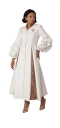 Formal Dress Robe with Puff Sleeves with Pearl Cross Accent- 4850