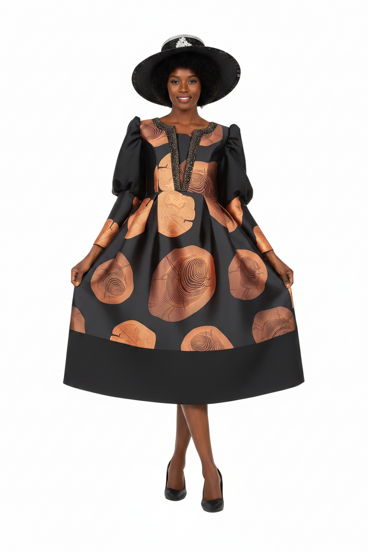 Statement Swirl Print Silky Twill Couture Dress