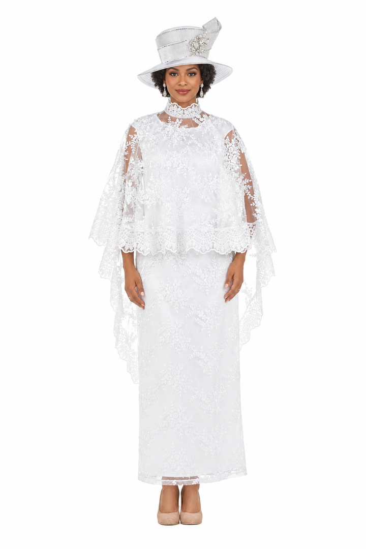 2pc Lux Lace Drs + Stand Collar Cape-Plus