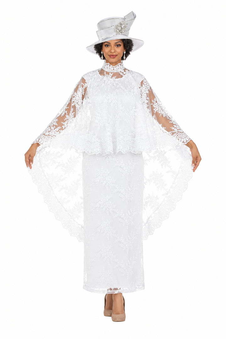 2pc Lux Lace Drs + Stand Collar Cape-Plus