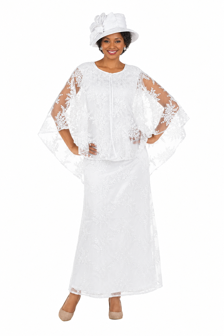 2pc Lux Lace Gown w/ Cape-Plus