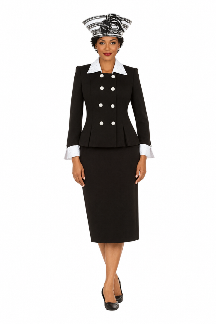 Signature Contrast Crystal Trim 2pc Skirt Suit