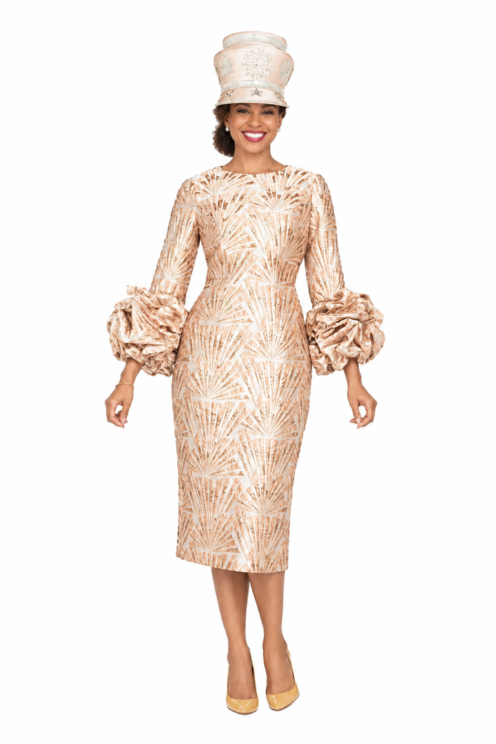 Brocade Shift Drs w/ Exaggerated Balloon Cuffs